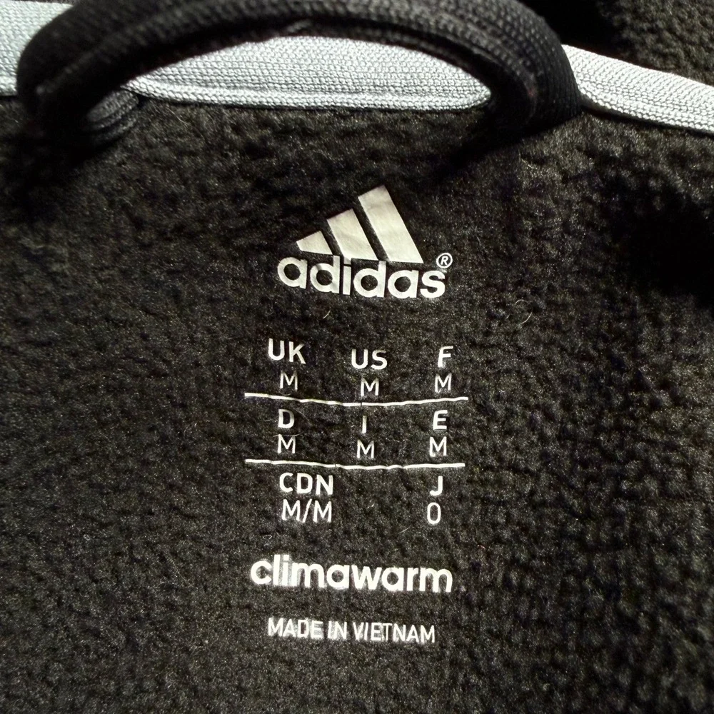 Adidas Mens Medium Climawarm Full Zip Hoodie Black Blue Fleece Jacket